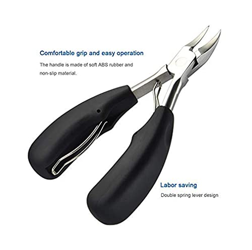 Image of FirstTry Toenail Clipper | for Thick & Ingrown Nails | Heavy Duty Soft Grip Podiatrist Tool with Stainless Steel Sharp Blades & Lighter Soft Big Handle | Use for Family and Medical (Black)