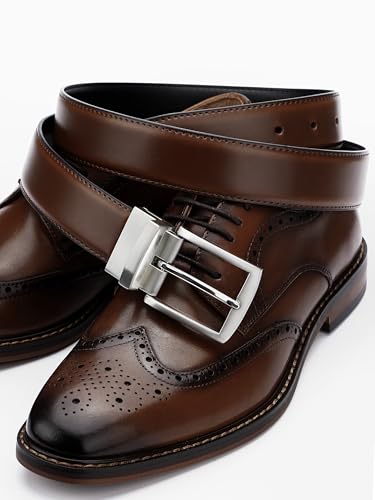 Image of MILORDE Reversible Belt for Men - Adjustable Size - Premium Leather - Double Style in One Belt