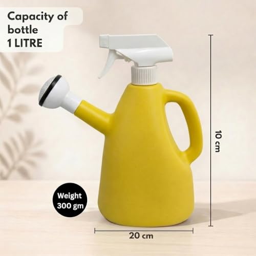 Image of Urban Upvan Watering and Spray Dual-Use Watering Can 1L | Garden Watering Sprayer Bottle with Adjustable Nozzle | Indoor Outdoor Plant Watering Tool for Home, Balcony & Garden (Yellow)