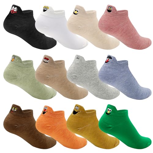 Soleeya Basse Chaussette Drole Femme 35-40, 12 Paires Chaussettes Courtes Soquette Broderie au Talon Chaussettes Femme Fantaisie Idéal pour un Usage Quotidien et le...