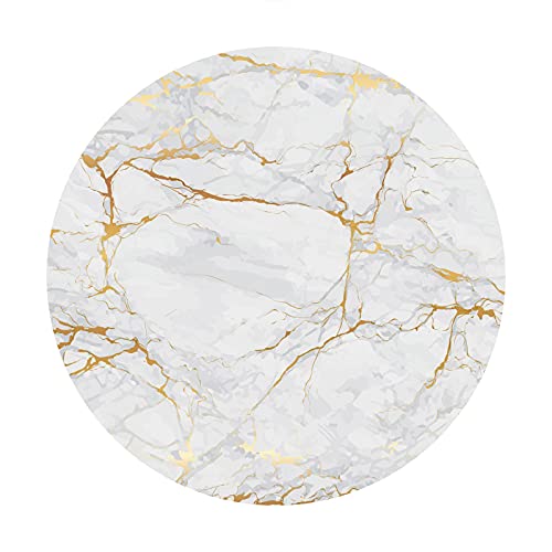 Dashan 7.2X7.2Ft Marble Gold Texture Round Backdrop Polyester Abstract Art Marble Normcore Photography Background For Newborn Birthday Party Wedding Bridal Shower Anniversary Cake Smash Photo Prop #TOP2