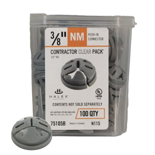 Halex 3/8 in. Non-Metallic Push-in Connector, 1/2 in Knockout, 100-Box
