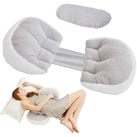 Trankerloop Pregnancy Pillow for Pregnant Women Sleeping, Faux Fur Luxury Maternity Pillow Support for Back, HIPS, Legs, Maternity Pillow Grey Cover