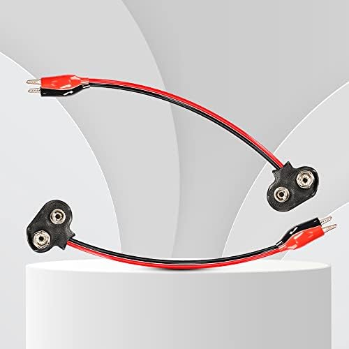 PNGKNYOCN 9V Battery Snap to Alligator Clips Cable,5 Pack Dual Alligator Clips to 9V Battery Snap Connector Cables15cm