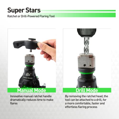 Image of Super Stars Cordless Drill Type Flaring Tool Kit 1 /4 inch-3 /4 inch Single Flare Tool 45 Eccentric HVAC Air Condition Refrigeration Tool