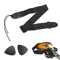 TMRBBesty Bandoulière de Guitare,Bandoulière de Guitare Réglable,Sangle Guitare,Sangle De Guitare RéGlable,Pour guitares acoustiques,Classique,Electrique et basse,Noir,Avec 2 médiators de guitare - Les Beatles, Paul McCartney, John Lennon, RIngo Starr, George Harrison
