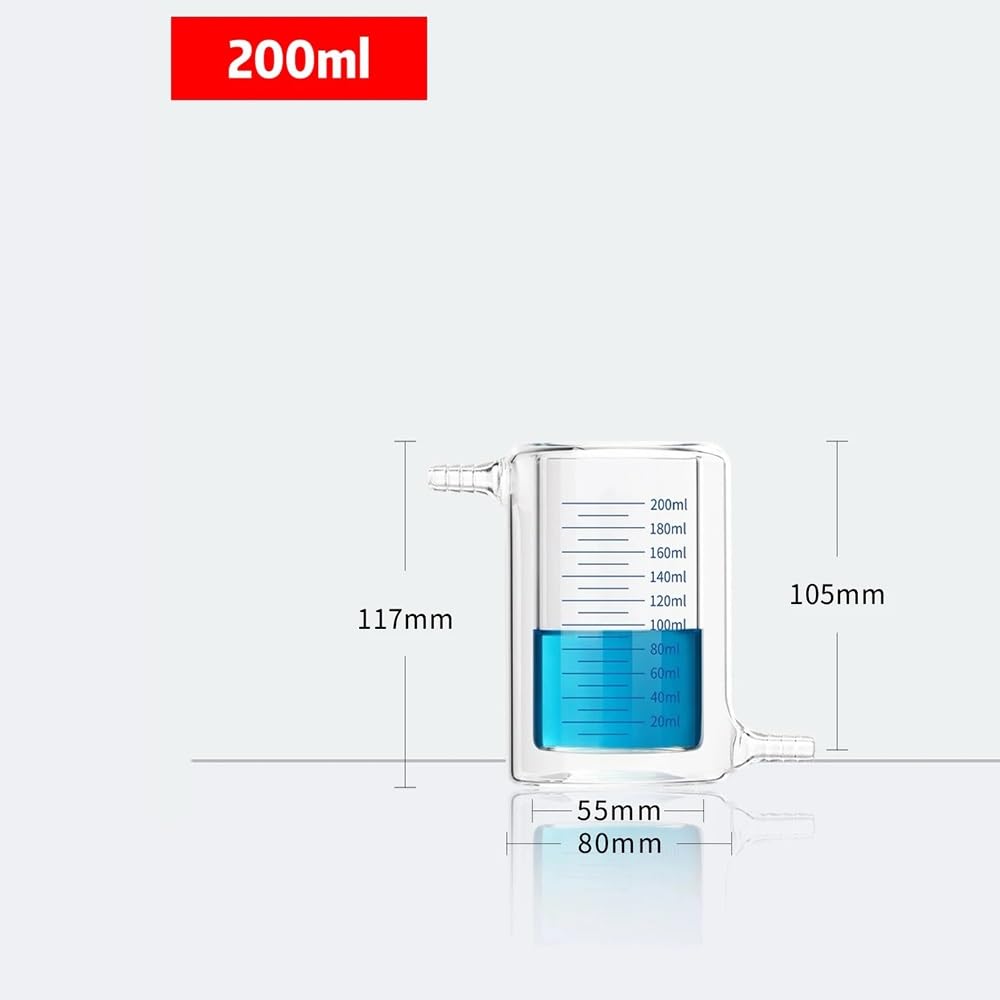 Zlewka laboratoryjna z dziobkiem, Dwuwarstwowa, laboratoryjna zlewka ze szkła borokrzemowego o pojemności 50-1000 ml(200ml)