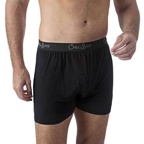 Chill Boys Bamboo Boxers - Soft, Cool, Comfortable Bamboo Underwear (XXL, Black)