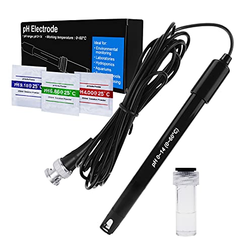 Hoch Richtigkeit pH Elektrode mit Kalibrierung Pulver, 0-14 pH Sonde mit BNC Verbinder & 300cm Kabel für Breit Anwendung