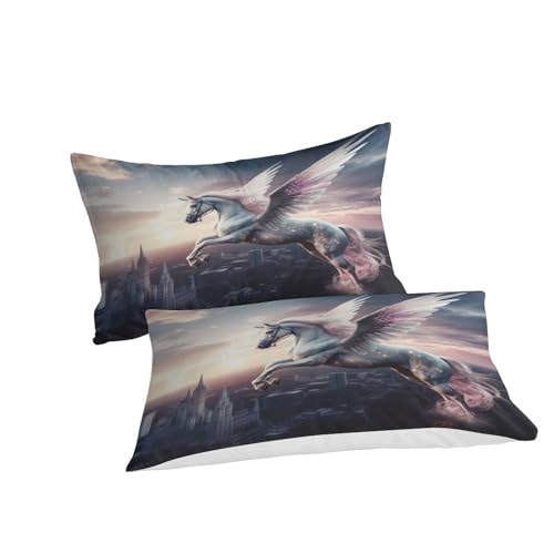Housse de couette cheval blanc 3D 200x200 parure lit microfibre 3 pcs - 6