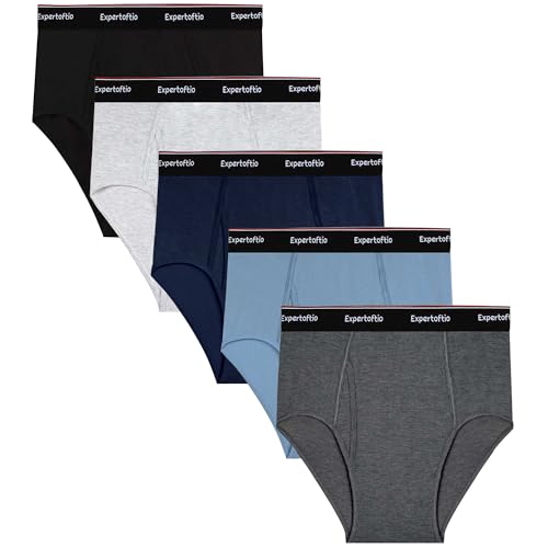 Expertoftio Men's Underwear Briefs Viscose from Bamboo, Moisture Wicking Tagless Underwear for Men Pack Comfort Fly, Blue, L