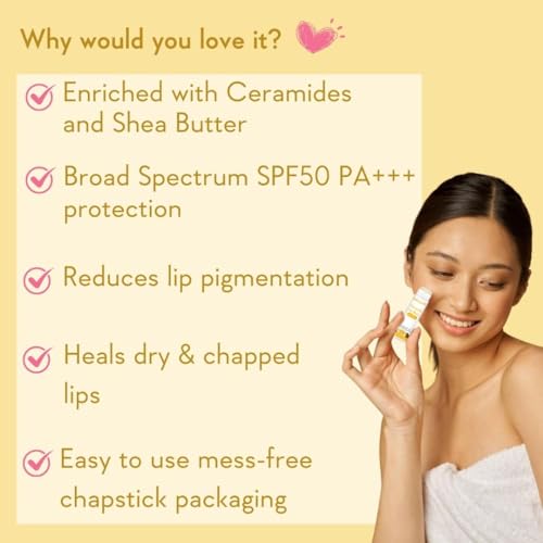 WishCare Ceramide Lip Balm with SPF50 PA+++ - Kojic Acid & Niacinamide - For Lip Lightening & Protection 5gm - Image 4