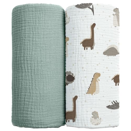 Image of lulumoon Baby Muslin Swaddle Blankets: Soft Receiving Blanket for Newborn - Cotton Swaddling Blanket for Neutral 2Pack