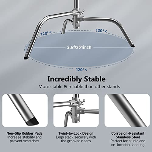 Ficha técnica Soporte de fotografía C con brazo de pluma 100% acero inoxidable Takerers BS11 Heavy Duty Max Altura 3.2 m 132.7 pulgadas Soportes de luz paquete de 2 con brazo de sujeción de 4 pies 50 - Fernando Cortés