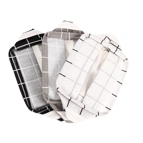 Ciieeo 3 Piezas caja de almacenamiento de escritorio mini containers caballito cestas organizadores para escritorio almacenaje maquillaje caso de misceláneas contenedor de ropa tela Black
