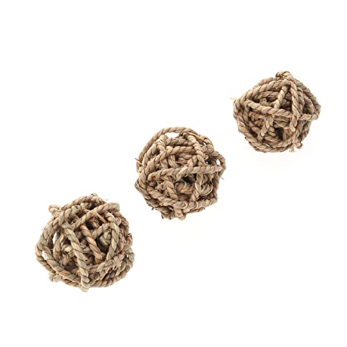 Toyvian 3PCS Woven Rattan Straw Balls Natural Water Grass Chew for Birds Parrots Parakeets Cockatiels Conures Lovebirds African Greys Cage Activity