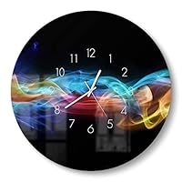 Horloge Murale Tulup En Verre 60x30 Cm - Design Abstraction Des Vagues - Mouvement Quartz à Piles - Moderne Et Coloré
