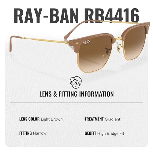 Image of Ray-Ban RB4416 NEW CLUBMASTER Square-Round Shaped Sunglasses for Men & Women with Official RAYBAN Eyewear Kit