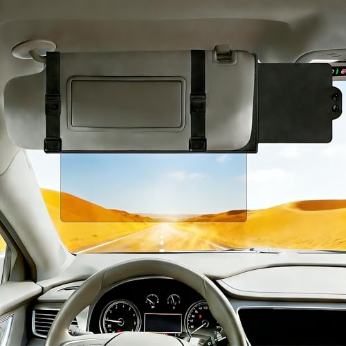 WASYDY Sun Visor Extender for Car,Sun Blocker with Anti-Glare PC Sunshade Lens,Polarized UV400 Visor Extender Attachment,Protect from Glare, UV Rays,Snow Blindness for Safe Driving(Driver Side)