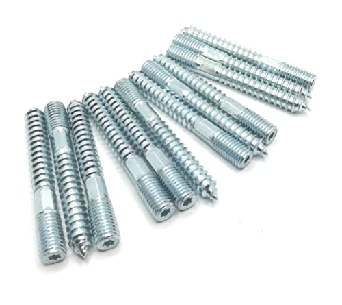 Image of Hanger Bolt M10x80 Silvery Double Headed Bolt Self-Tapping Screw with Hexagon for Furniture 12Pcs