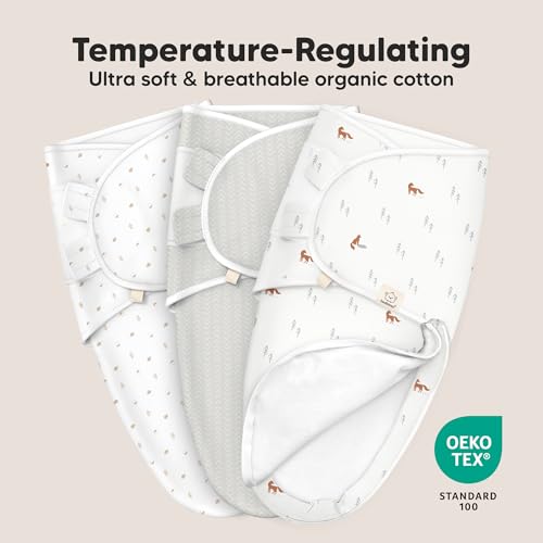 Image of Baby Swaddle Sleep Sacks with Zipper - 3-Pack Swaddles for Newborns 0-3 Months, Infant, Baby Girls, Boys, Soft & Durable Newborn Sleep Sack, Easy Diaper Change Swaddling Blanket (Forest, OS)