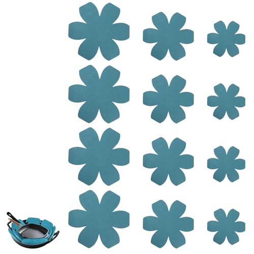 12 PCS Pan Protectors for Stacking, 3 Sizes 26cm 20cm 15cm, Felt Pan Separators Protectors, Non-Slip Pot Dividers Pads for Protecting Organizing Pots and Pans When Storing