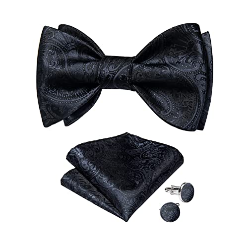 Image of DiBanGu Mens Silk Self Bow Tie Set 4PCS for Tuxedo Wedding