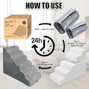   Dog-Stairs-Detachable-Pet-Stairs-with-Washable-Cover295-High-Foam-Dog-Ramp-for-Bed-Non-Slip-Pet-Steps-for-Small-Dogs-Cats-to-Get-on-High-Bed-Sofa-Couch6-Step-Gray