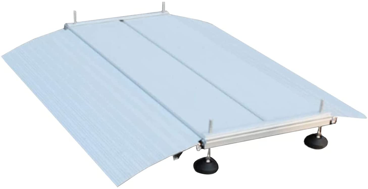Mostkowa rampa progowa, aluminiowa rampa drzwiowa do wózka inwalidzkiego, antypoślizgowa rampa wjazdowa z ramą podpierającą, do użytku wewnątrz na zewnątrz (rozmiar: 134x74cmx15cm)