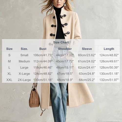 Lainyong Long Coat for Women Casual Toggle Buttons Wool Jackets with Pocket | Winter Plus Size Pea Coats, Fashion Stand Collar Trench Coat, Thicken Warm Outerwear, Oversized Elegant Cardigans - image 4