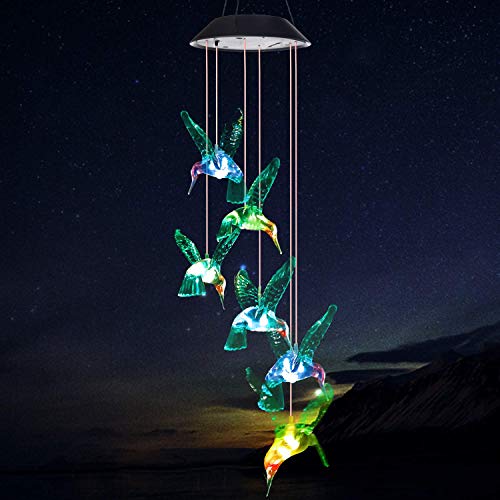 Six Foxes 12121 Wind Chime, Solar Hummingbird Wind Chimes Outdoor/Indoor thumb #1