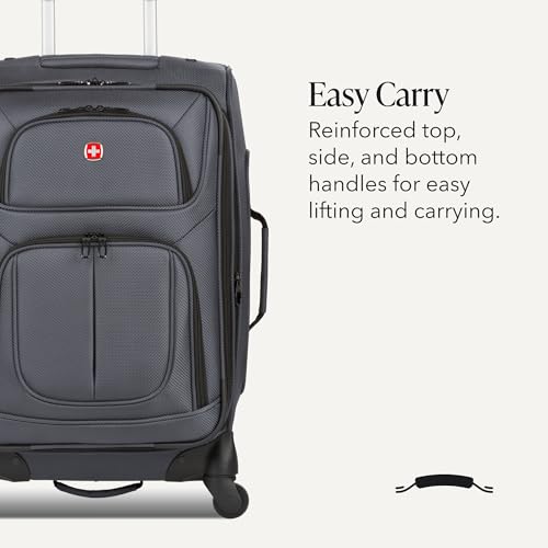 Image of SwissGear Sion Softside Expandable, Dark Grey, 2-Piece Set (Carry-On /Medium), Sion Softside Expandable Spinner Luggage Durable Lightweight Travel Suitcase