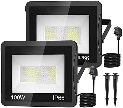NATPOW 100W RGB Colour Changing Flood Lights, LED Floodlight Outdoor Security Light with Remote Control IP66 Waterproof Dimmable Flood Lights Wall Light for Garden Party Stage(1 Pack)