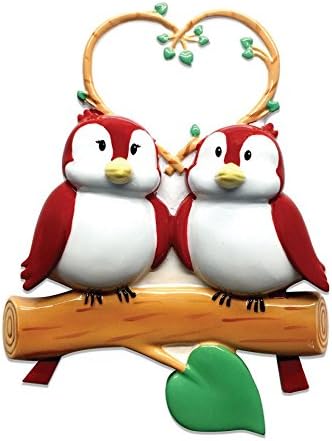 Family Series Birds ON Branch Family of 2 Couple Personalized Christmas Tree Ornament