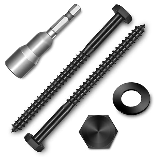 (15-Set) 1/4 x 3-1/2" Lag Screws, Stainless Steel Heavy Duty Hex Head Lag Bolts for Wood, Commercial/Industrial Grade 1/4 Bolts, Mounting Screws Bolts Kit, Black Oxided by Marysino