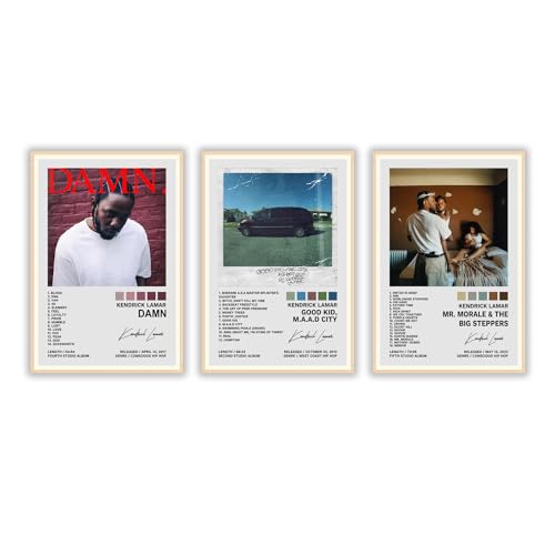 JINOS Kendrick Lamar Poster A Set of 3 Canvas Album Posters Decorative Painting Canvas Wall Posters Bedroom Decor Posters 16x24inch(40x60cm)-3pcs