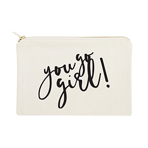 The Cotton & Canvas Co. You Go Girl Cosmetic Bag and Travel Make Up Pouch
