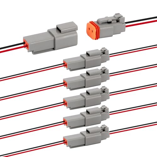 TOKCKYBL 6 Sets Deutsch 2 Pin Connector Kit - Waterproof Electrical Connectors 18 AWG IP67 Automotive Wire Connectors (Male & Female) for Car Truck Boat