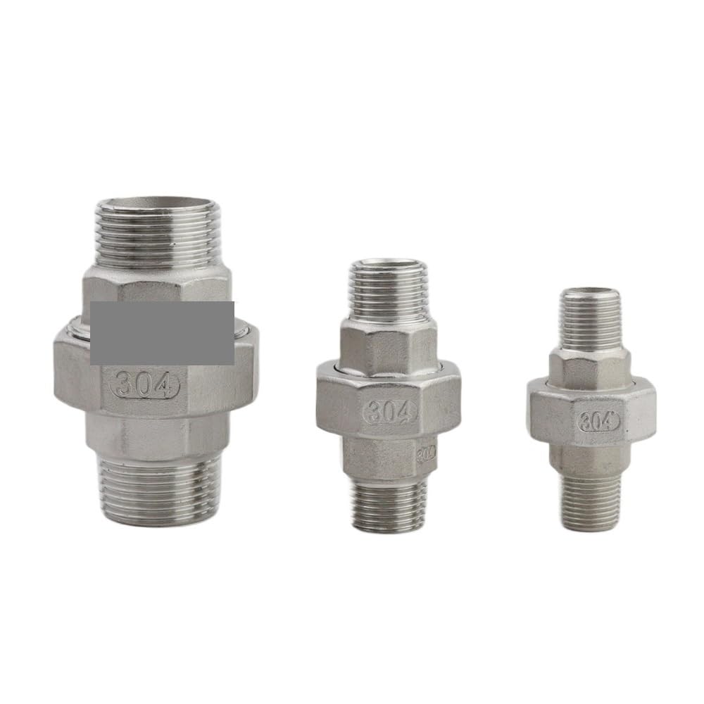 1PCS 304 Stainless Steel Union Joint Coupling 1/4" 3/8" 1/2" 3/4" 1" 1-1/4" 1-1/2" 2" Female Male Thread Cast Pipe Fitting(Female to Female,3/8")