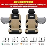 AUTOYOUTH Car Seat Covers Universal Fit Full Set Car Seat Protectors Tire Tracks Car Seat Accessories - 9PCS, Beige - Image 4