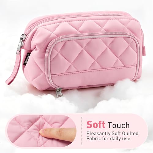Image of Zannaki Soft Quilted Large Pencil Pouch Organizer with Wide Opening for Boys Girls Teens - Extra Big Capacity Pen Pencil Bag with Zipper, Portable Pencil Case Box for School, College, Cosmetic Gift