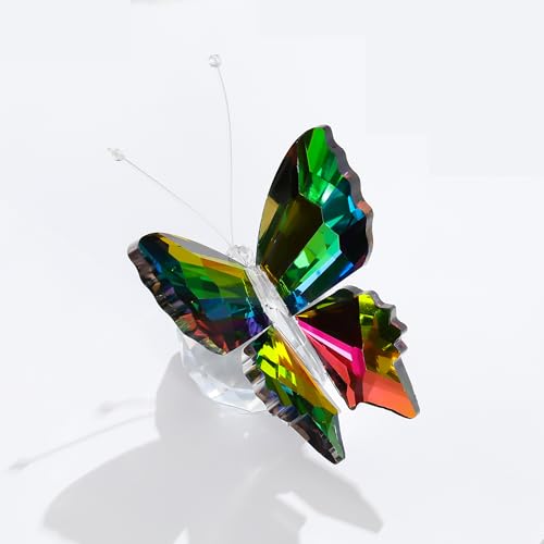 Qianwei Crystal Butterfly Gifts For Women Green - Handmade Butterfly Glass Animals Collectible Figurines Crystal Office Desk Table Home Decor Paperweight cover