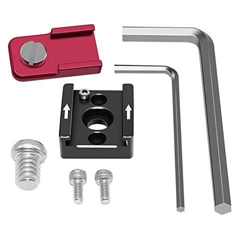 MEKNIC Cold Shoe Mount Adapter with 1/4"-20 Thread Plus Hot Shoe Mount Bracket Kit for Camera Cage Flash LED Monitor DSLR Camera Video Light Microphone etc Cover