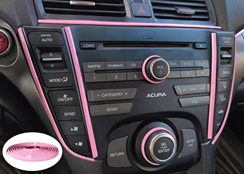 Soft Pink Car Motor Bike Self-Adhesive Exterior and Interior Molding Trim Universal Dashboard Bumper Window Door Body Side Decorative Strip Scratch-Proof (Width: 1/4 inch (6mm), 32Ft)