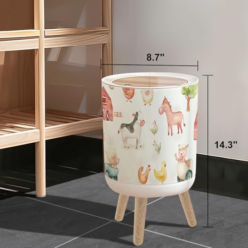 Caneca de Basura Pequeña con Tapa y Patas de Madera 7 L miniatura 3