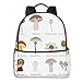 Produktbild Schultasche Double Black Rucksäcke, Bunte Pilze Muster Rouge Boletus Sketch Style Pflanzen Herbst Illustration, lässig Wandern Travel Daypack 12 '5' 14,5 'LWH