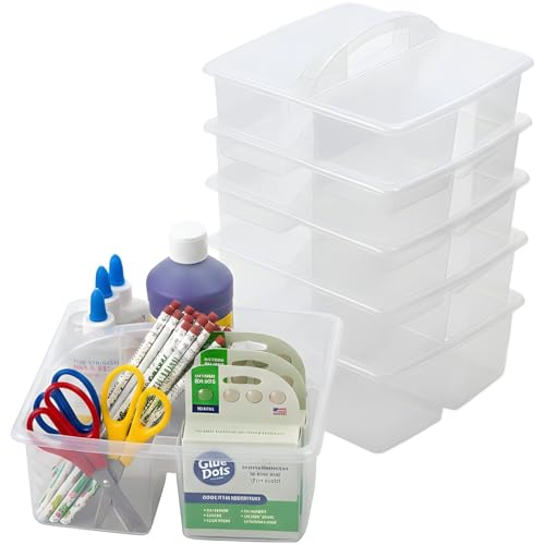 Boîtes de rangement à 3 compartiments Fun Express transparentes pour classe (Lot de 6)