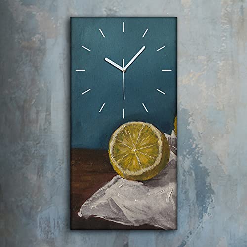 Horloge sur Toile Silencieuse sans Tic Tac pour Chambre Image Fruits Lemons Art