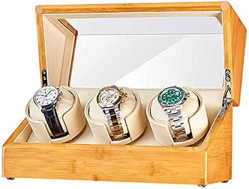 Caja bobinadora de relojes de madera fina con motor silencioso para coleccionistas