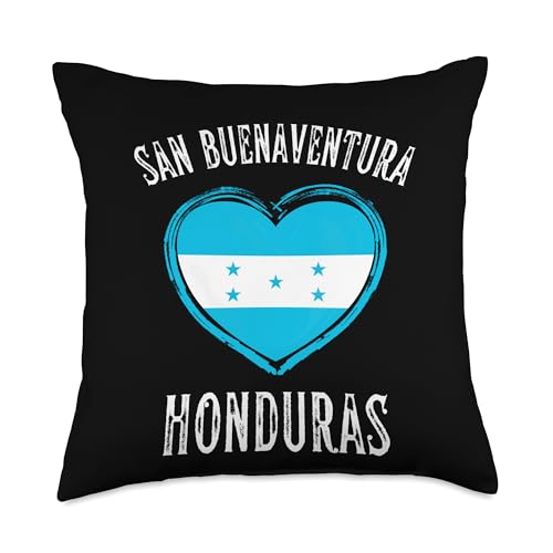 Honduras Flag Heart San Buenaventura City Throw Pillow -  merch_template, EQ95RSK4KX7US_18X18